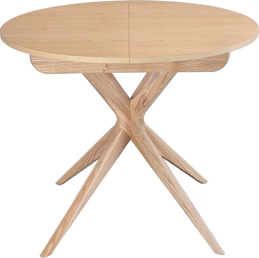 Kulatý rozkládací jídelní stůl s přídavnou deskou z jasanového dřeva ø 90 cm Jubi – Ragaba Ragaba