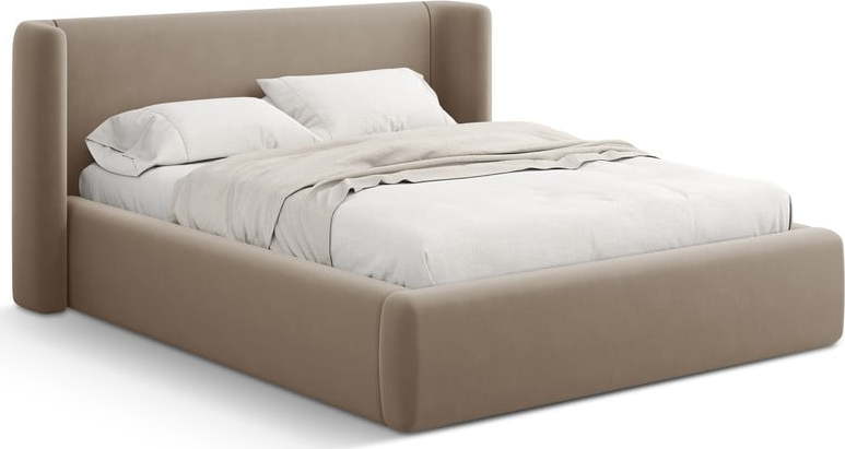 Světle hnědá čalouněná dvoulůžková postel s úložným prostorem s roštem 200x200 cm Jason – Windsor & Co Sofas Windsor & Co Sofas