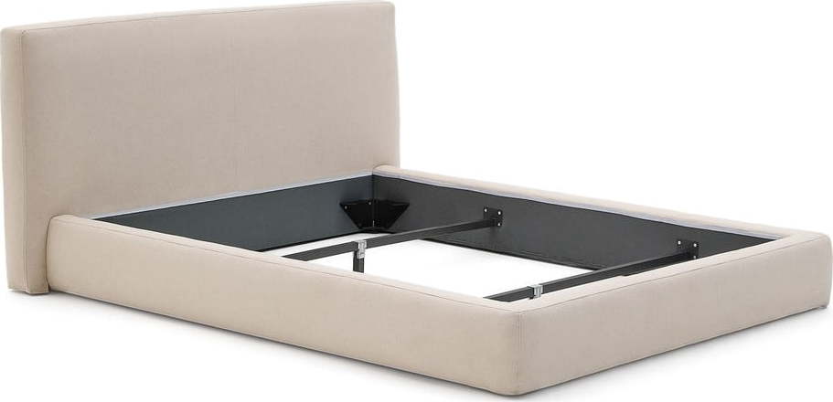Béžová čalouněná dvoulůžková postel bez roštu 160x200 cm Blok – Kave Home Kave Home