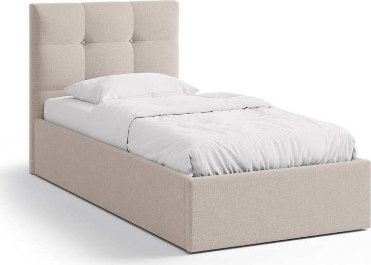 Světle hnědá čalouněná jednolůžková postel s úložným prostorem s roštem 90x200 cm Phaedra – Micadoni Micadoni