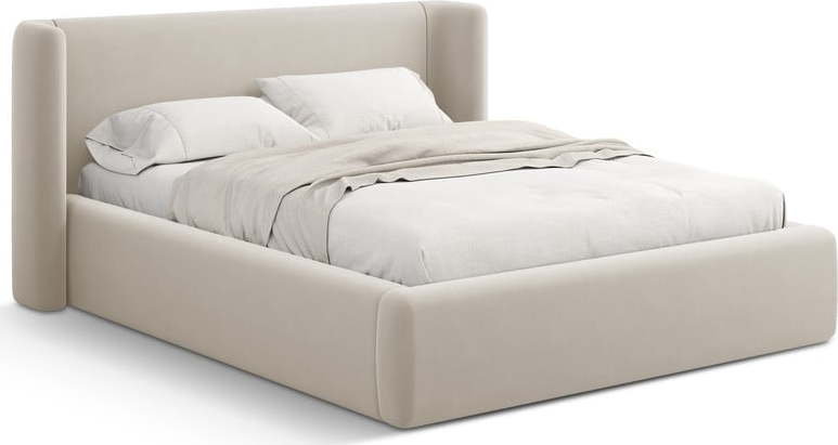 Béžová čalouněná dvoulůžková postel s úložným prostorem s roštem 200x200 cm Jason – Windsor & Co Sofas Windsor & Co Sofas