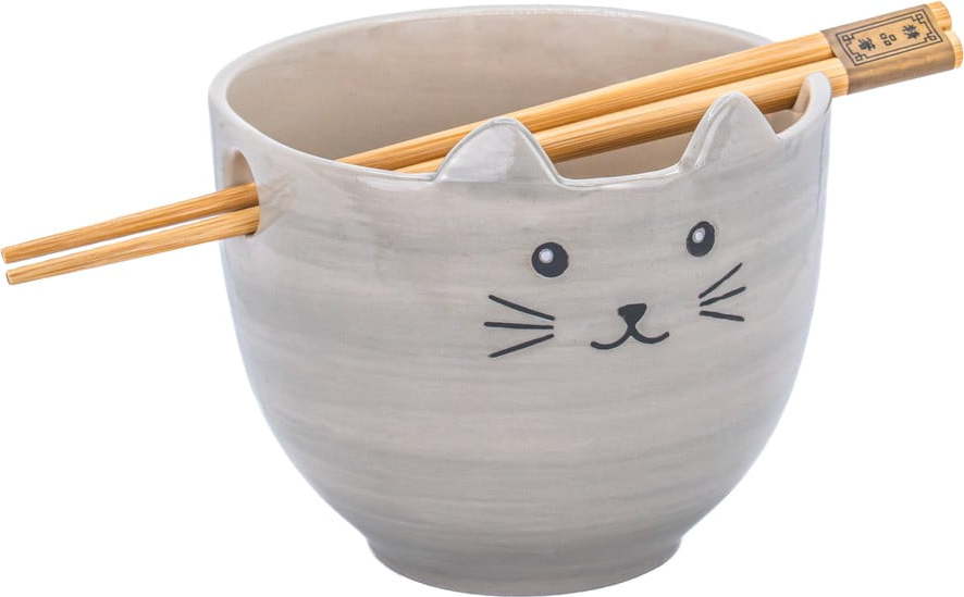 Šedá miska z kameniny 450 ml Cat – Sass & Belle Sass & Belle