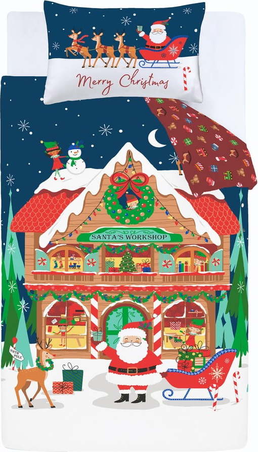 Povlečení na dvoulůžko/prodloužené 230x220 cm Santa's Workshop – Catherine Lansfield Catherine Lansfield
