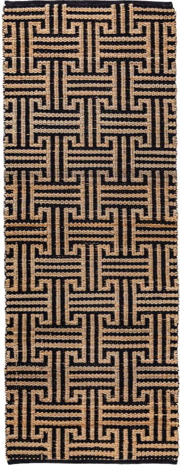 Černý/v přírodní barvě ručně tkaný běhoun s příměsí juty 80x230 cm Meander Jute – Flair Rugs Flair Rugs