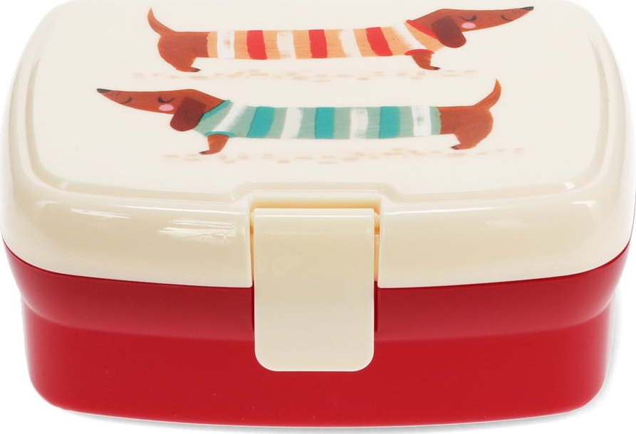 Červený/krémový dětský svačinový box Sausage Dog – Rex London Rex London
