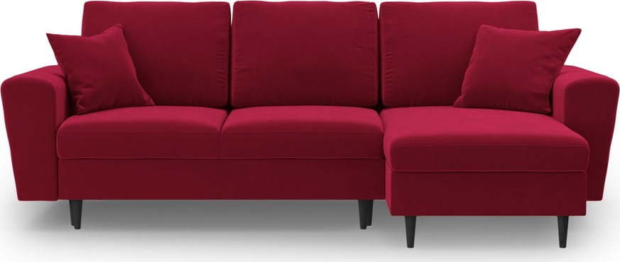 Červená sametová rozkládací/s úložným prostorem rohová pohovka Kyoto – Cosmopolitan Design Cosmopolitan design