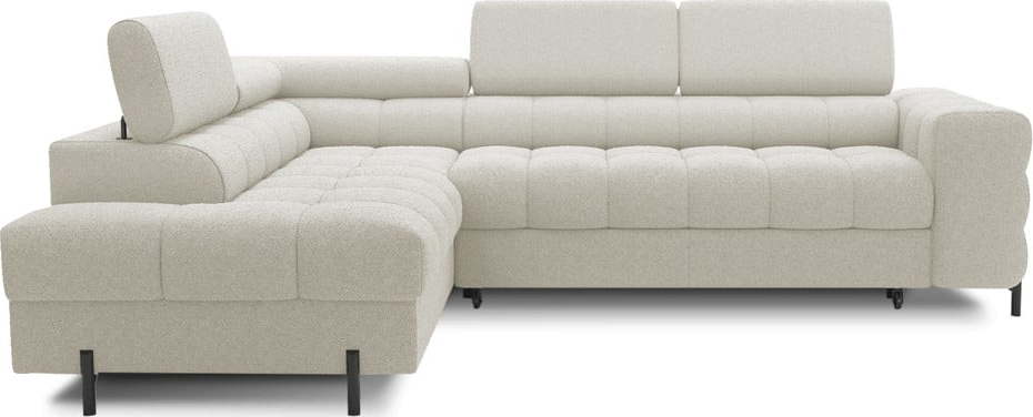 Krémová rozkládací/s úložným prostorem rohová pohovka z textilie bouclé (levý roh/do L) Ferucce – ELTAP ELTAP