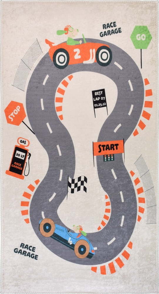 Krémový pratelný dětský hrací koberec 160x230 cm Race Garage – Vitaus Vitaus