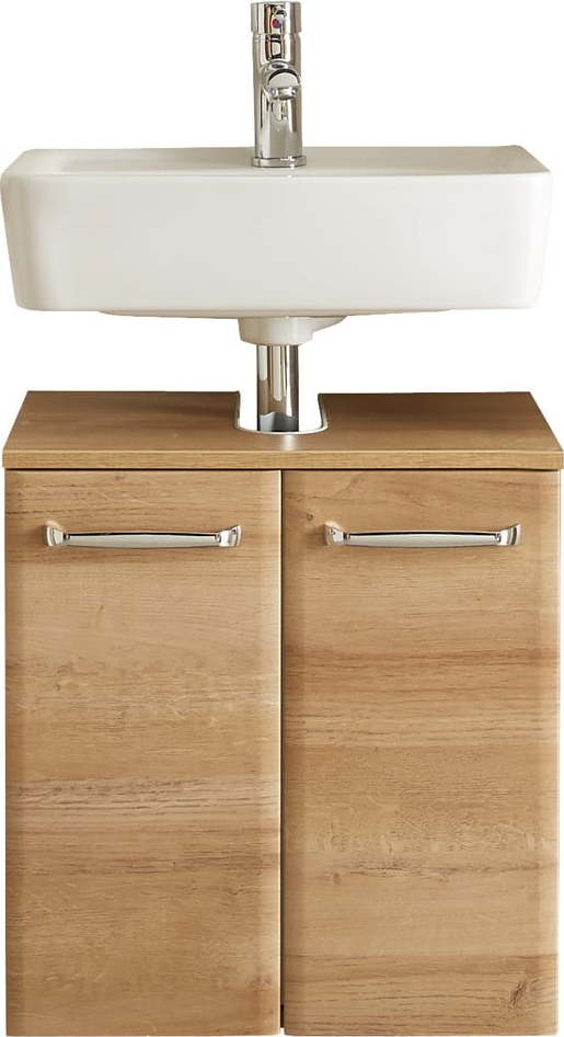 Závěsná skříňka bez umyvadla v dekoru dubu v přírodní barvě 53x60 cm Quickset 318 – Pelipal Pelipal