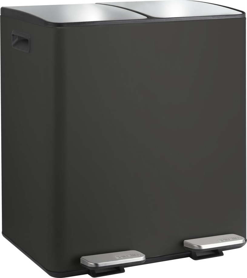 Matně černý ocelový odpadkový koš 2x20 l na tříděný odpad/nášlapný Aliya – Spirella SPIRELLA