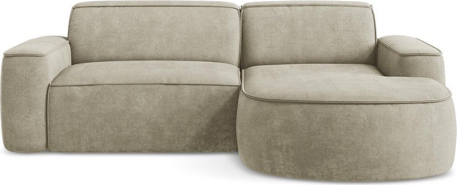 Béžová žinylková rohová pohovka (pravý roh/s lenoškou) Omao – Makamii Makamii