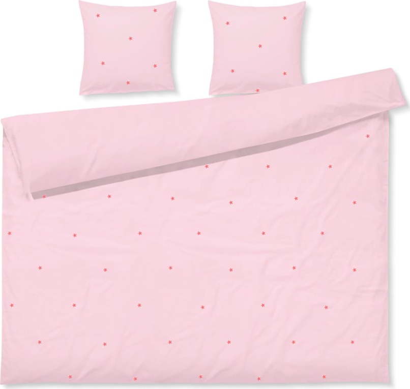 Růžové povlečení na dvoulůžko/prodloužené z bavlněného perkálu 200x220 cm Daisy – JUNA Juna