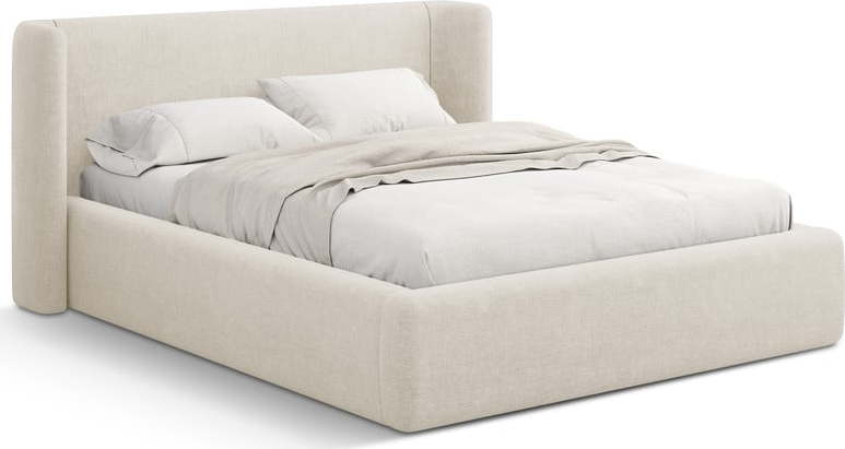 Krémová čalouněná dvoulůžková postel s úložným prostorem s roštem 140x200 cm Jason – Windsor & Co Sofas Windsor & Co Sofas