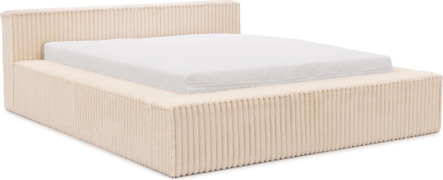 Béžová čalouněná dvoulůžková postel s úložným prostorem s roštem 140x200 cm Cloe – Ropez Ropez