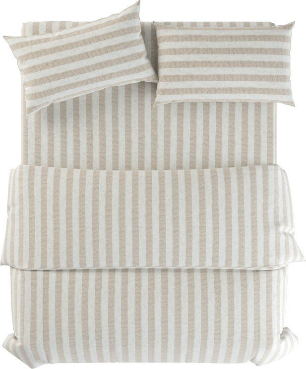 Světle šedé/krémové lněné povlečení na jednolůžko 135x200 cm Natural Stripes – Native Natural Native Natural