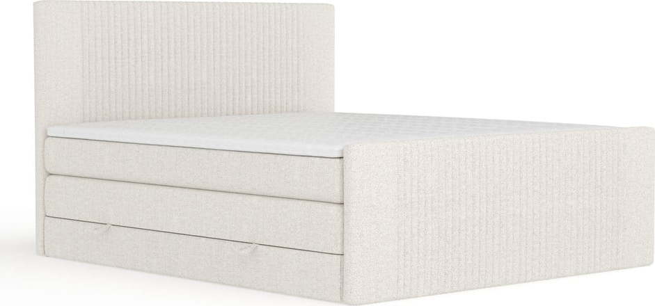 Béžová boxspring postel s úložným prostorem 200x200 cm Bergamo – Maison de Rêve Maison de Reve