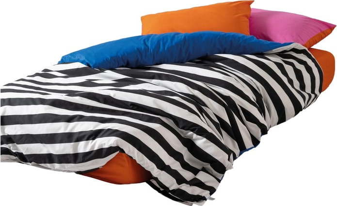 Černobílé povlečení na dvoulůžko/prodloužené z bavlny Renforcé s prostěradlem/4dílné 200x220 cm Dusk – Mijolnir Mijolnir