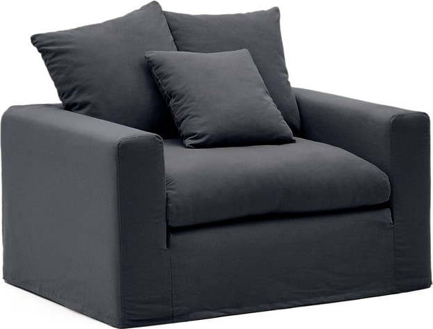 Antracitové lněné křeslo Nora – Kave Home Kave Home