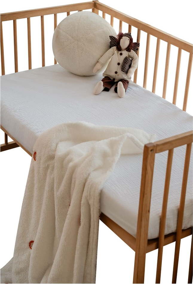 Bílé napínací mušelínové dětské prostěradlo do postýlky 60x120 cm Burumcuk – Mijolnir Mijolnir