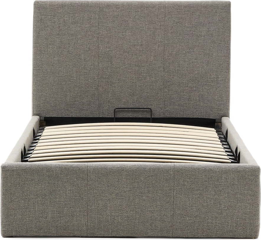 Šedá čalouněná jednolůžková postel s úložným prostorem s roštem 90x200 cm Nahiri – Kave Home Kave Home