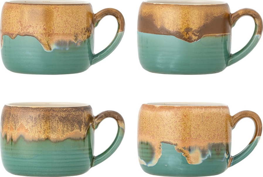 Zelené/hnědé hrnky v sadě 4 ks z kameniny 400 ml Sheen – Bloomingville Bloomingville