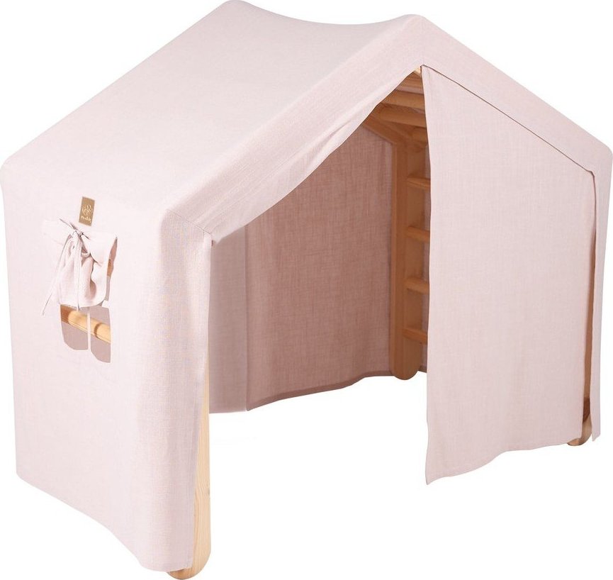 Růžový/v přírodní barvě pikler trojúhelník z borovicového dřeva 112x61x94 cm Montessori – Meowbaby MeowBaby