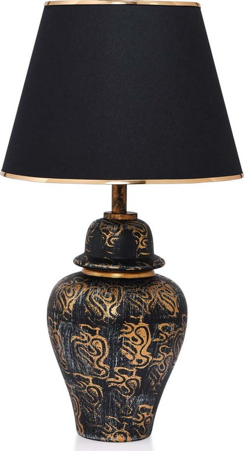 Černá/ve zlaté barvě stolní lampa s textilním stínidlem (výška 54 cm) Derin – Opviq lights Opviq lights