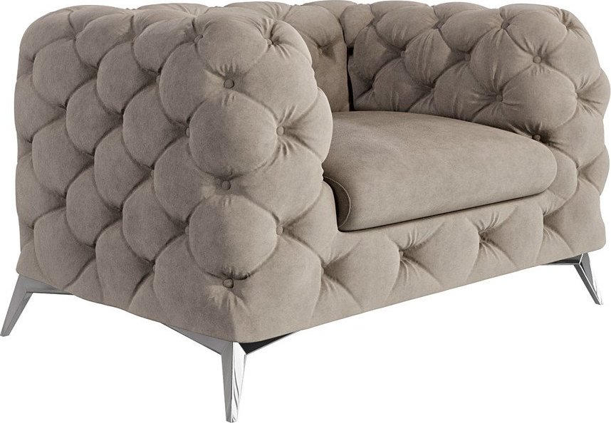 Šedobéžové sametové křeslo Chelsea – Ropez Ropez