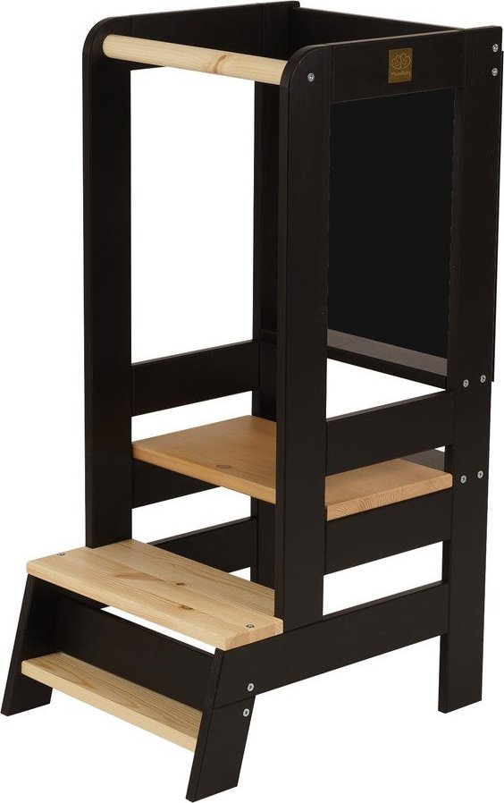 Černá/v přírodní barvě učicí věž z borovicového dřeva Montessori – Meowbaby MeowBaby