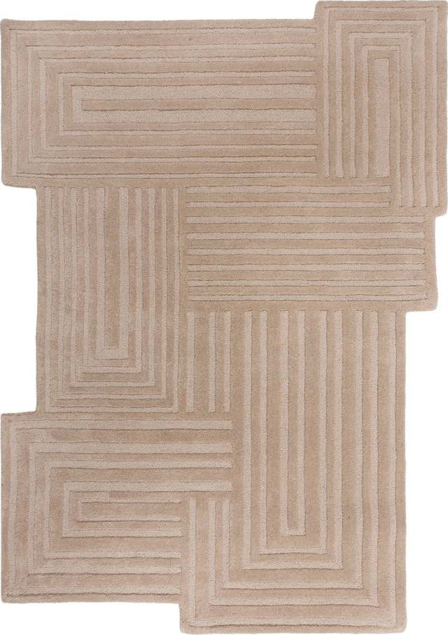 Béžový ručně tkaný vlněný koberec 120x170 cm Zen Rectangles – Flair Rugs Flair Rugs