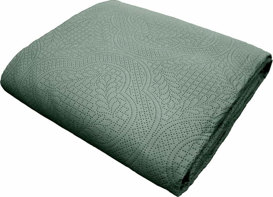 Zelený set přehozu a povlaku na polštář z mikrovlákna 240x260 cm Romane – douceur d'intérieur Douceur d intérieur