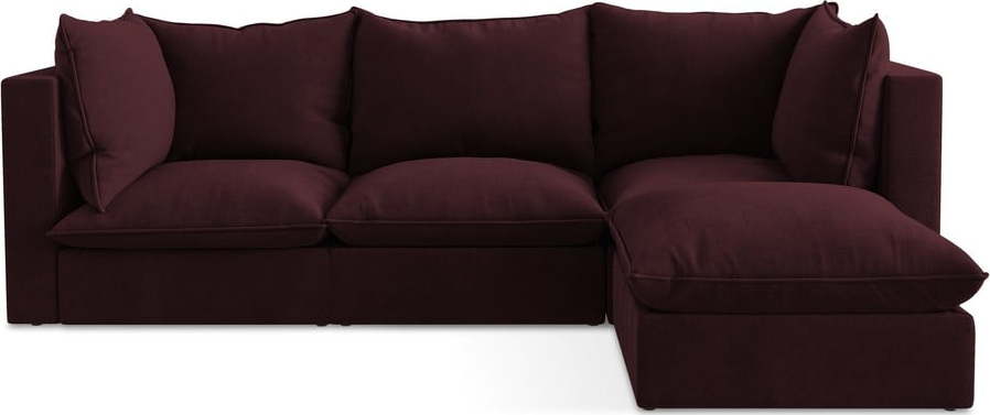 Vínová rohová pohovka (pravý roh/s lenoškou) Manao – Makamii Makamii