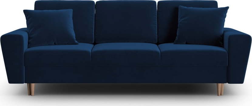 Modrá sametová rozkládací/s úložným prostorem pohovka 235 cm Kyoto – Cosmopolitan Design Cosmopolitan design
