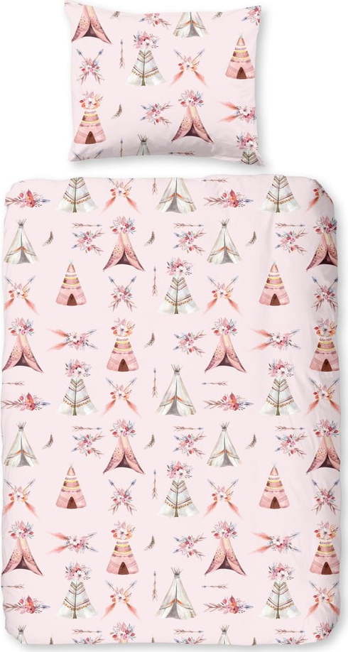 Růžové bavlněné dětské povlečení do postýlky 120x150 cm Boho – Good Morning GOOD MORNING