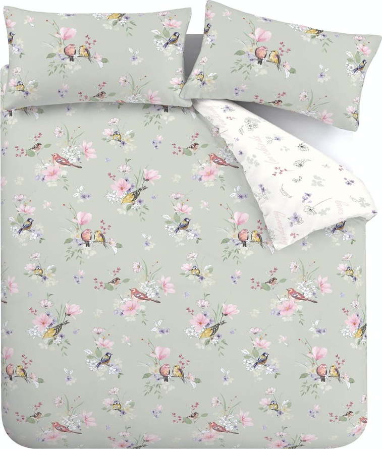 Světle zelené povlečení na dvoulůžko/prodloužené 230x220 cm Songbird – Catherine Lansfield Catherine Lansfield