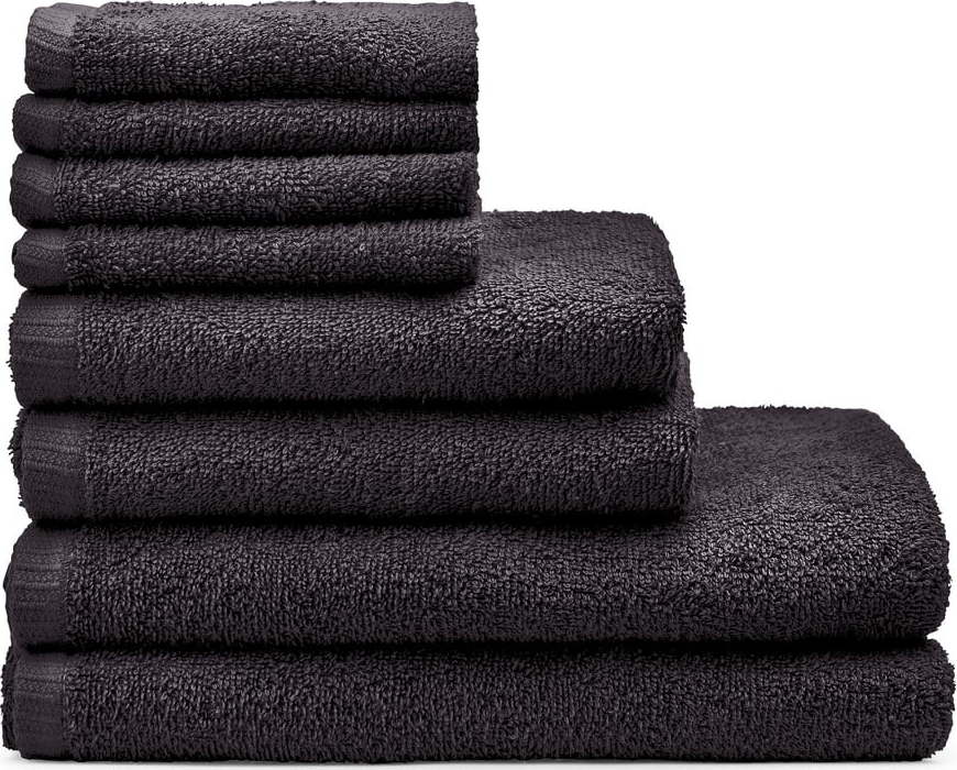 Černé rychleschnoucí/froté bavlněné ručníky a osušky v sadě 8 ks Quick Dry – Catherine Lansfield Catherine Lansfield