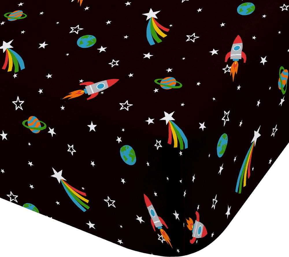 Černé napínací dětské prostěradlo do postýlky 70x140 cm Rainbow Rockets – Catherine Lansfield Catherine Lansfield