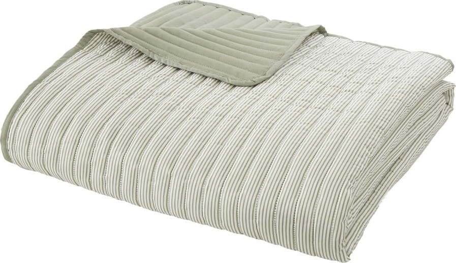 Zelený prošívaný přehoz 220x230 cm Stripe – Catherine Lansfield Catherine Lansfield