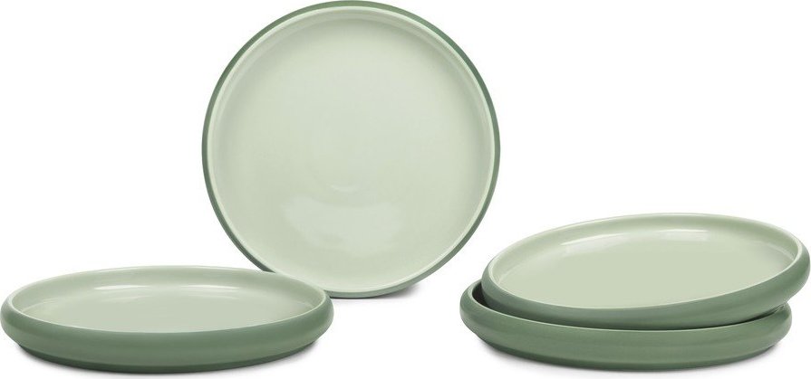 Zelené talíře z kameniny v sadě 4 ks
