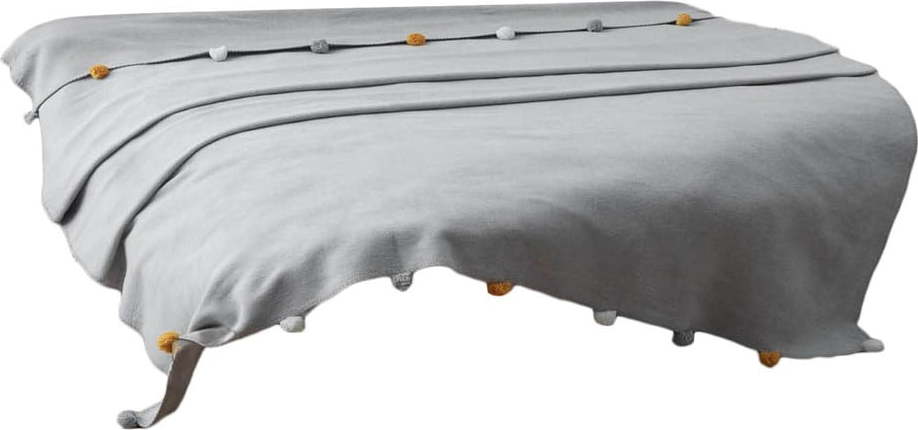 Šedý fleecový přehoz 200x220 cm Pom Pom – Mijolnir Mijolnir