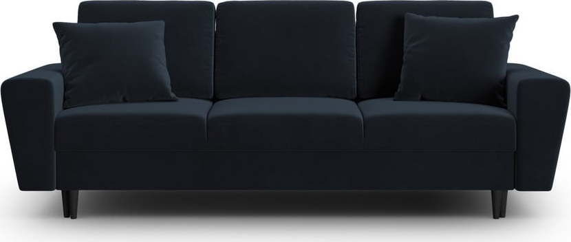 Tmavě modrá sametová rozkládací/s úložným prostorem pohovka 235 cm Kyoto – Cosmopolitan Design Cosmopolitan design