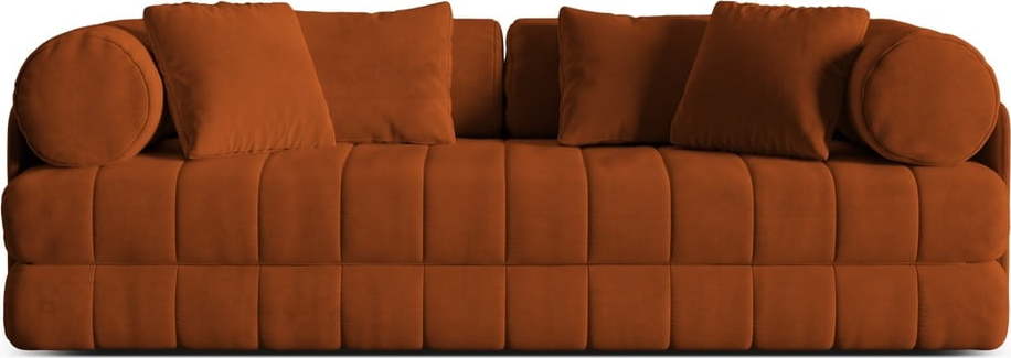 Sametová rozkládací pohovka v terakotové barvě 206 cm Kemi – Cosmopolitan Design Cosmopolitan design