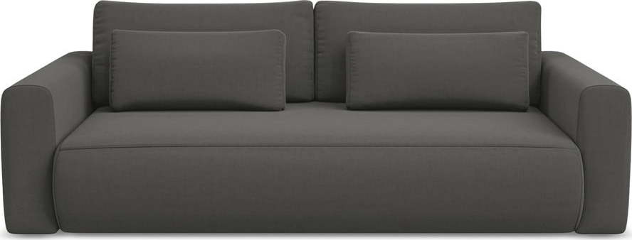 Tmavě šedá sametová rozkládací/s úložným prostorem pohovka 238 cm Kapua – Makamii Makamii