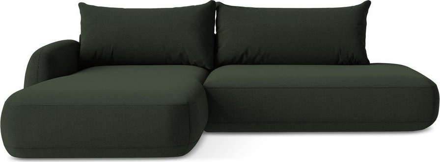 Tmavě zelená rozkládací rohová pohovka (levý roh/s lenoškou) Hale – Makamii Makamii