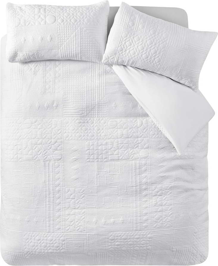 Bílé povlečení na dvoulůžko 200x200 cm Folkstone Geo – Catherine Lansfield Catherine Lansfield