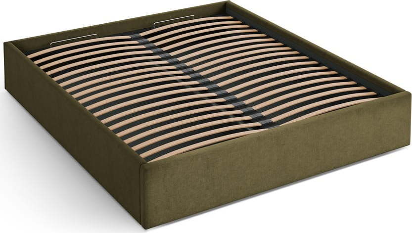 Zelená čalouněná dvoulůžková postel s úložným prostorem/bez čela s roštem 140x200 cm Susan – Micadoni Micadoni