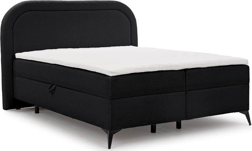 Černá boxspring postel s úložným prostorem 200x200 cm Ornes – Ropez Ropez
