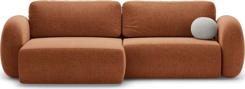 Žinylková rozkládací/s úložným prostorem rohová pohovka v cihlové barvě Tonale – Cosmopolitan Design Cosmopolitan design