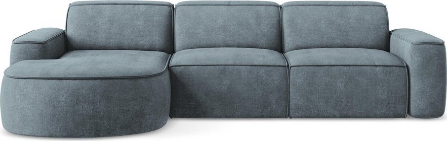 Šedomodrá žinylková rohová pohovka (levý roh/s lenoškou) Omao – Makamii Makamii