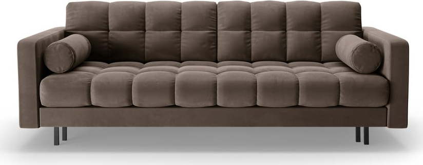 Hnědá sametová rozkládací/s úložným prostorem pohovka 222 cm Bali – Cosmopolitan Design Cosmopolitan design